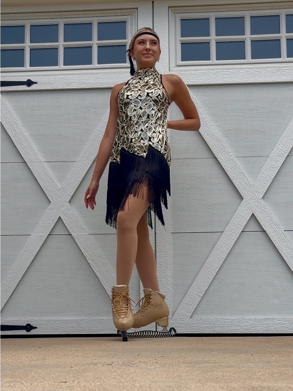 Gold/Black Fringe Skating Dress